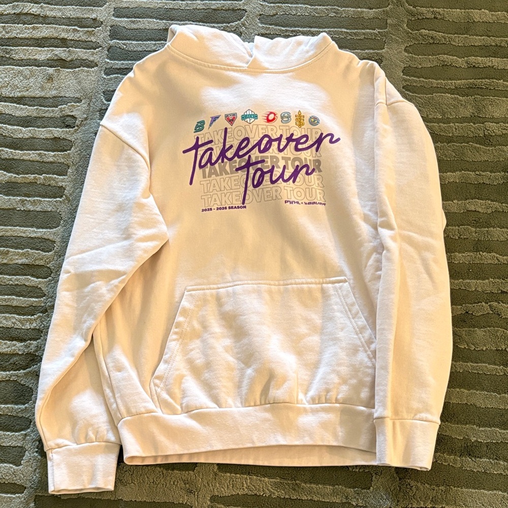 Bauer White Hoodie with Purple "PWHL Takeover Tour" Graphic